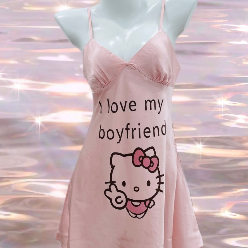 Pink suspender nightdress iloveboyfirend