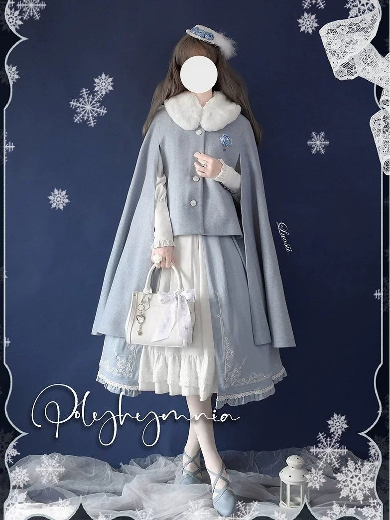 Classic Lolita Skirt Set Elegant Winter Cape