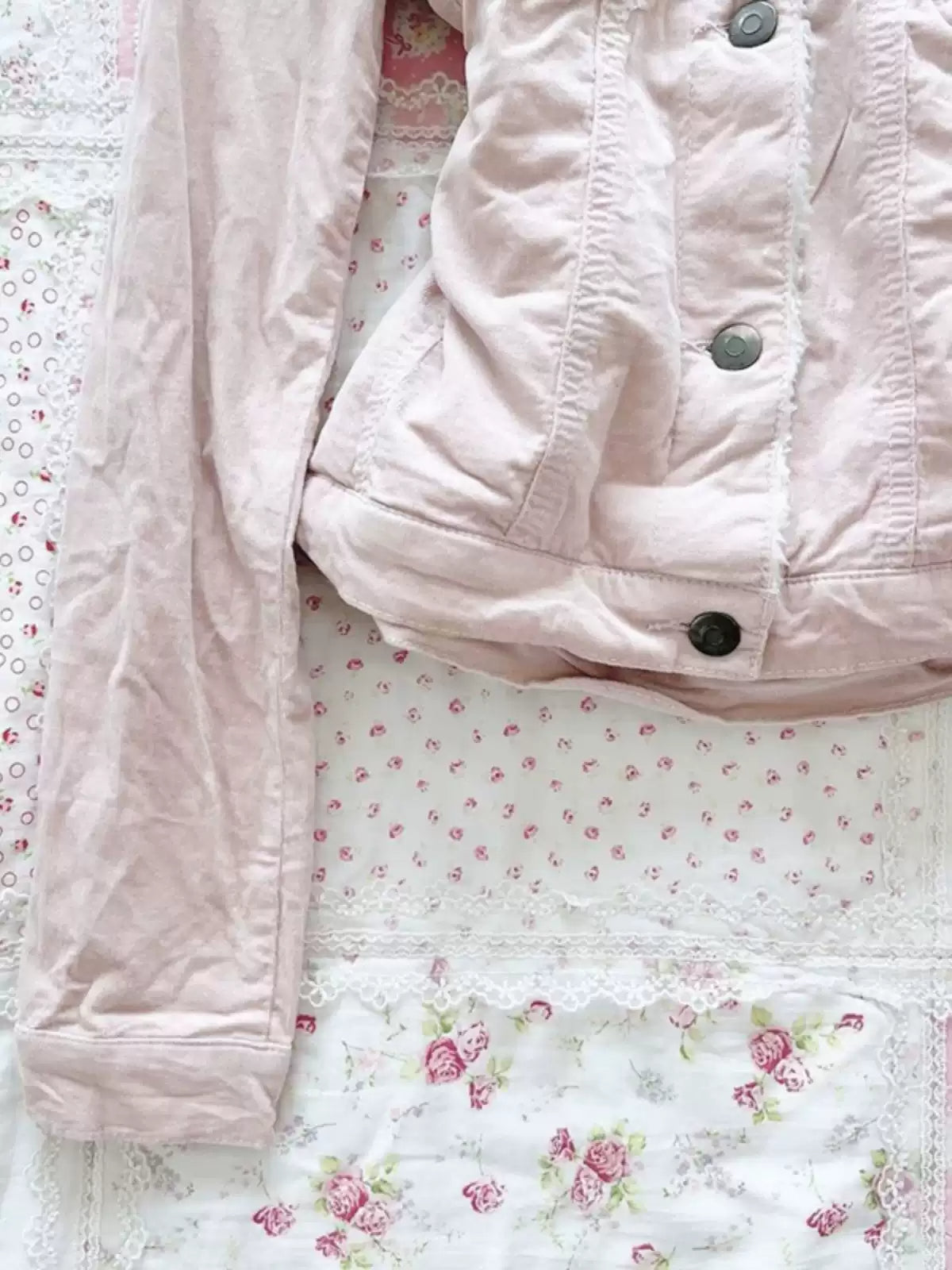 pink lamb wool work jacket