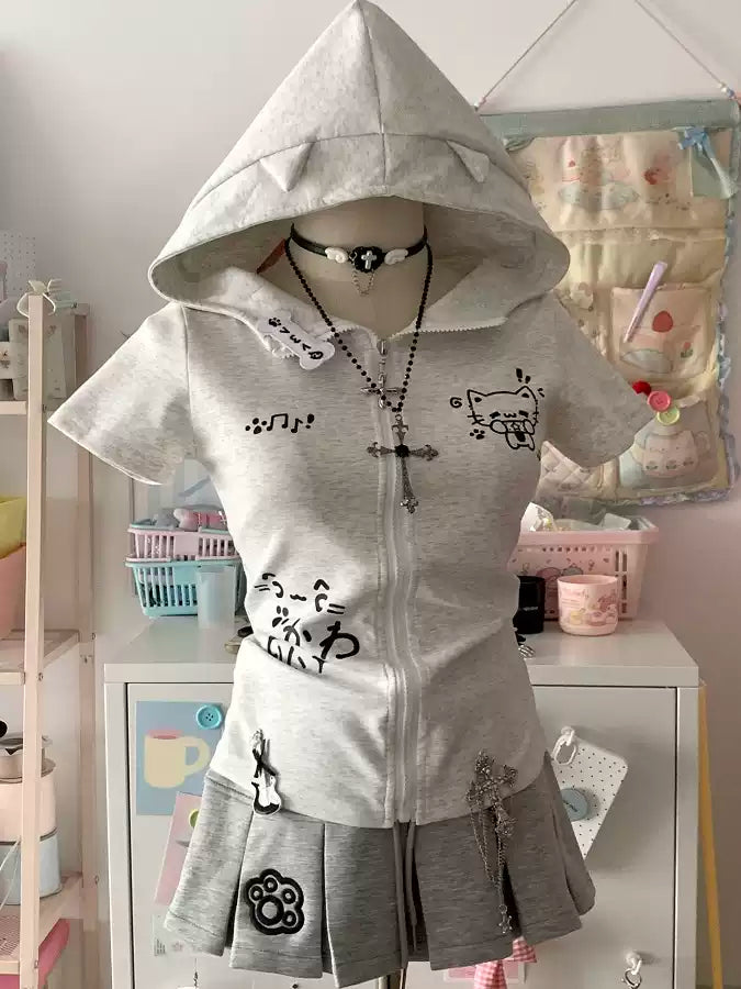 Japanese cat ears hooded jacket