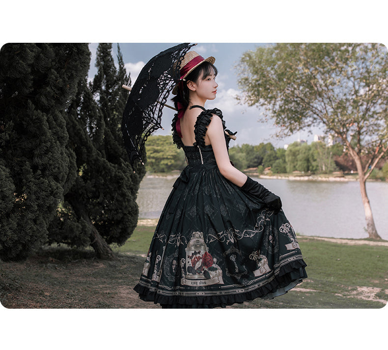 Gothic Black and Red Dress JSK