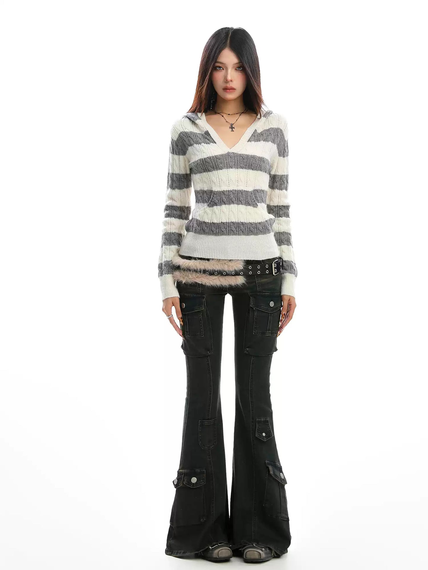 Retro Striped V-Neck Sweater