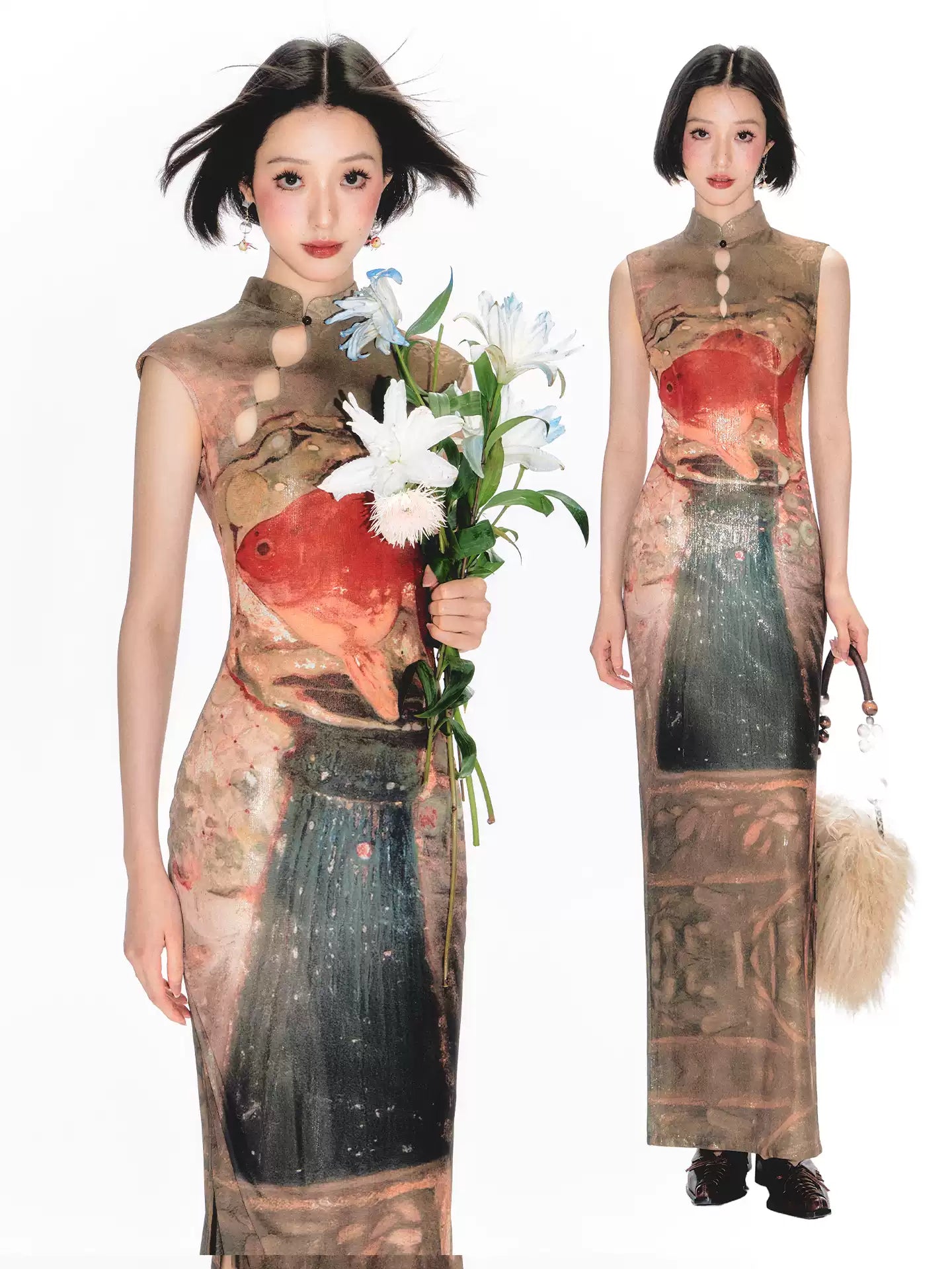 Goldfish Cheongsam Dress