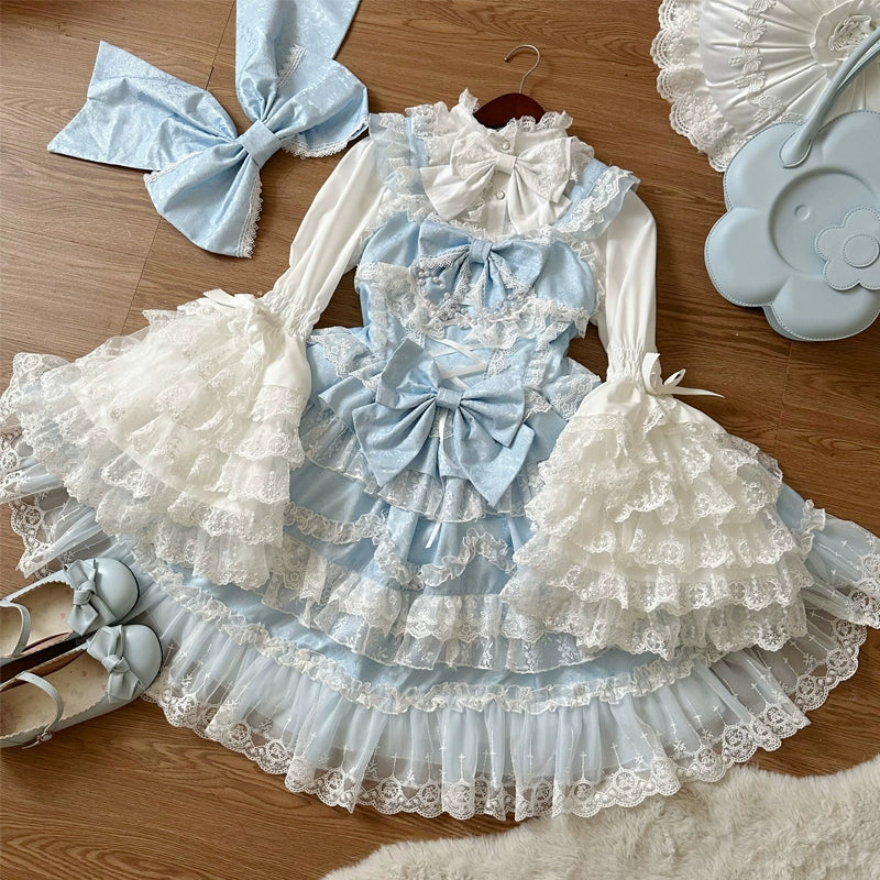 Wedding Lolita JSK Bridal Lolita Dress Only blue back bow only (1 piece)