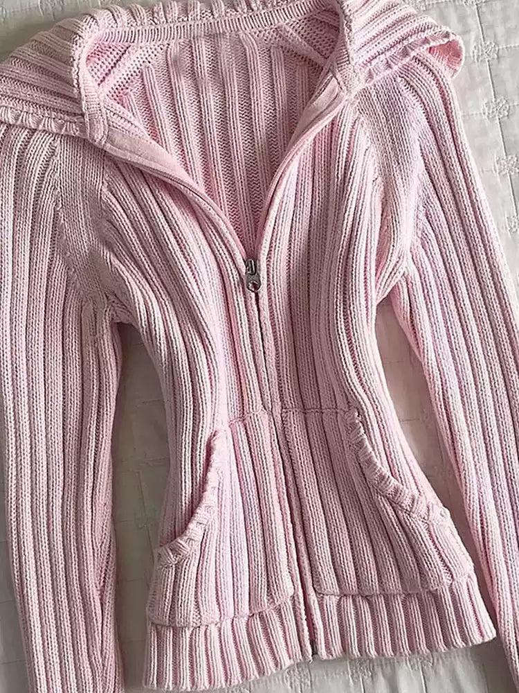 Retro Pink Sweater Cardigan