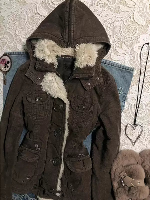 Brown velvet short jacket