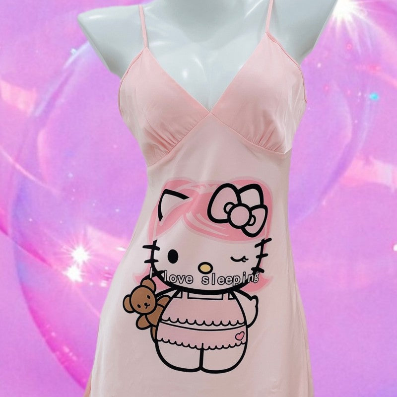 Pink suspender nightdress I love to sleep