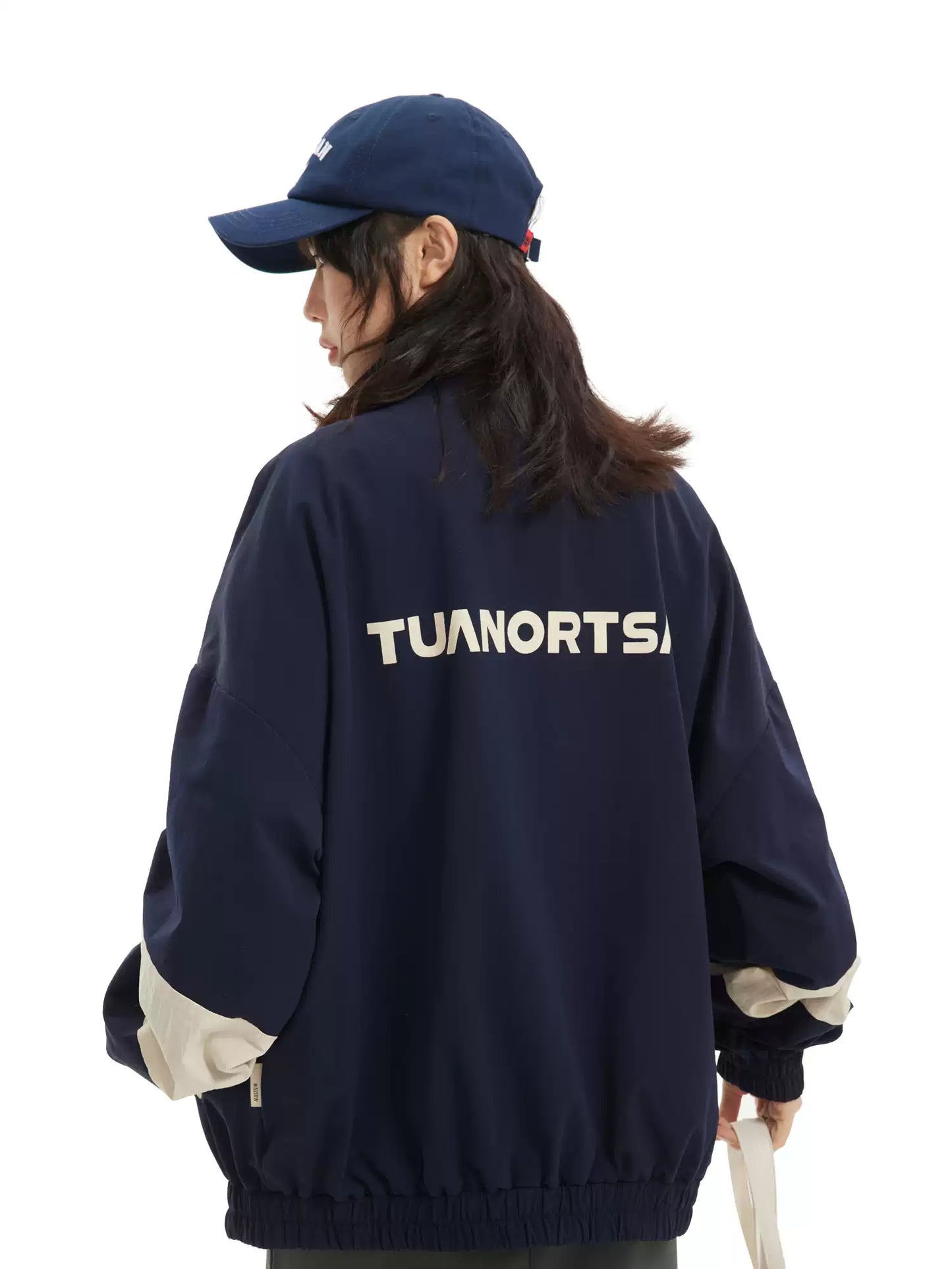 American retro contrast zipper sports jacket