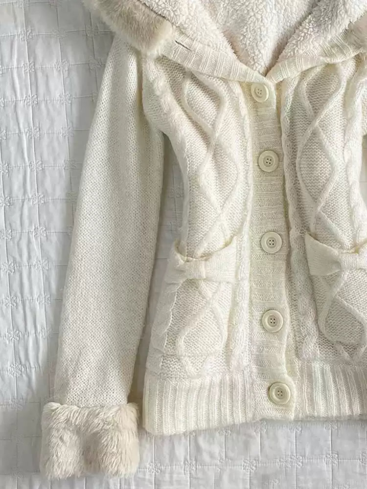 Retro White Sweater Jacket