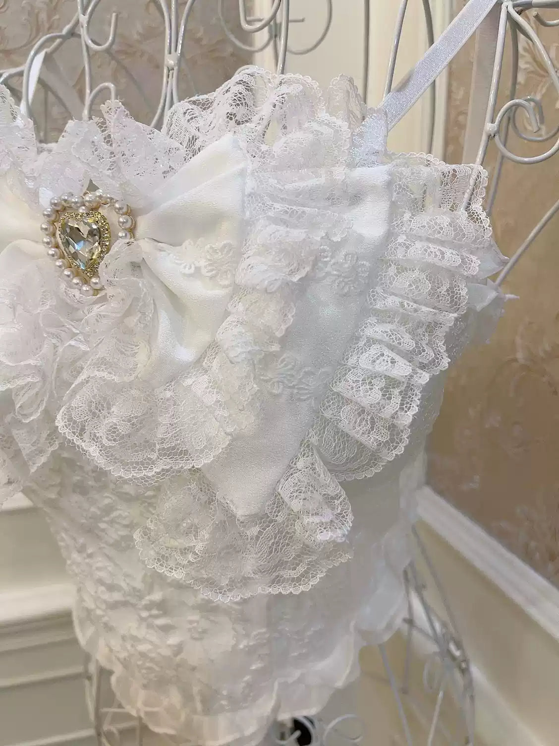 Coquette Bow Love Heart Lace Top