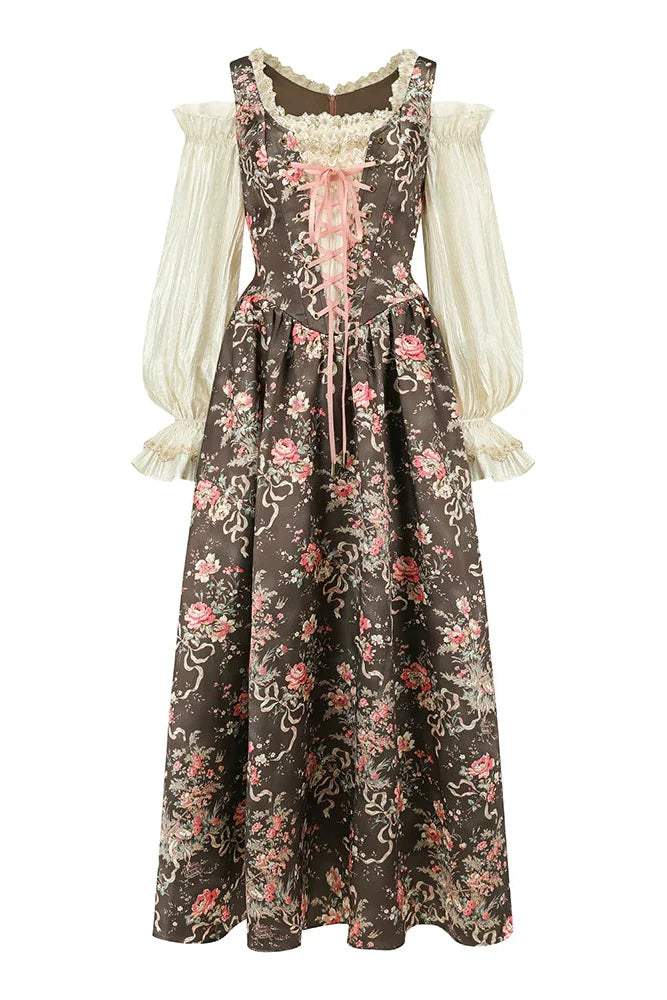 French Vintage Floral Art Dress