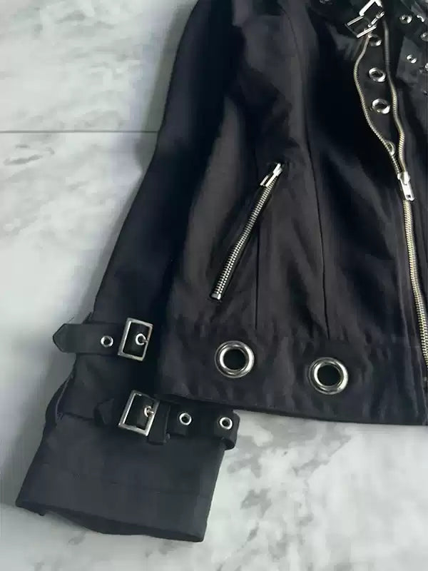 black retro motorcycle jacket