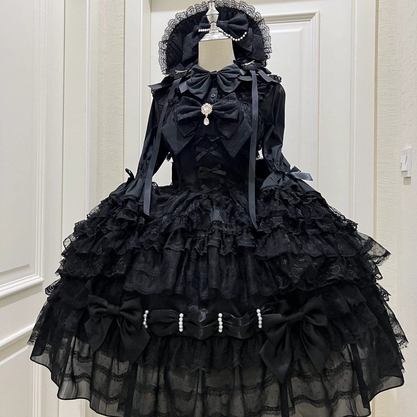 Princess Lolita JSK Suit Sweet Lolita BNT and Blouse Black princess sleeves blouse only