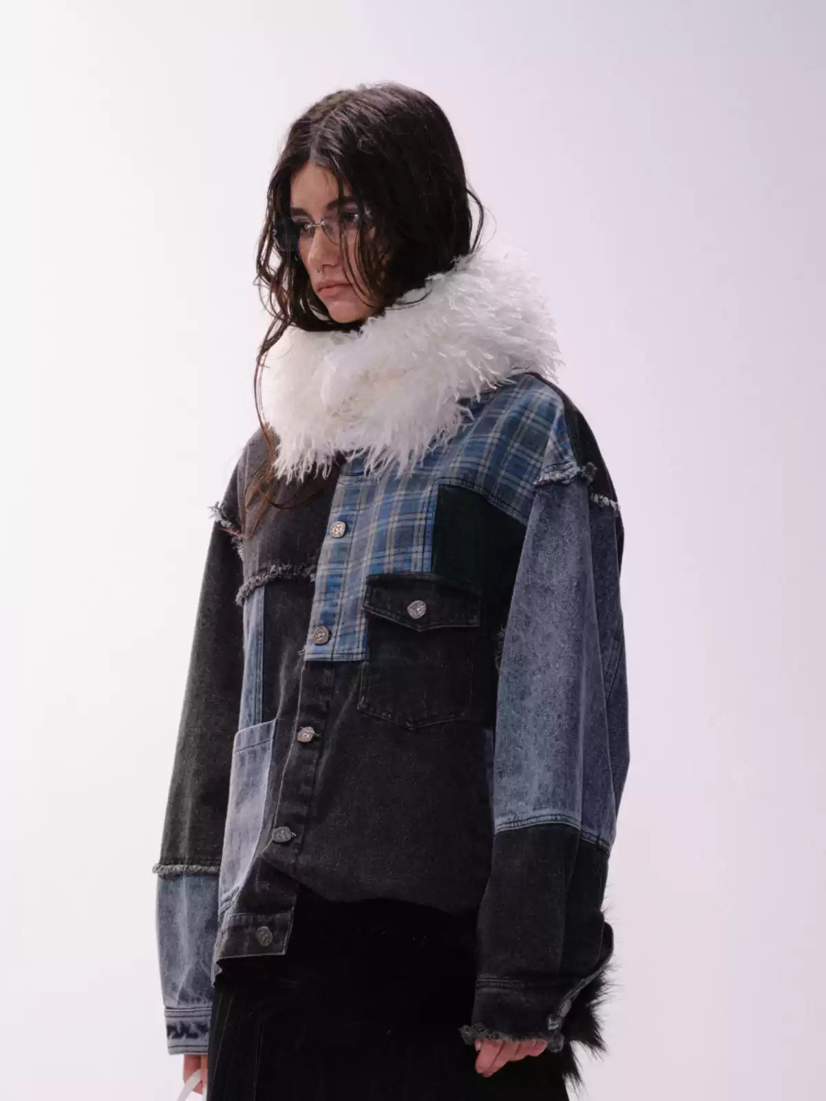 American retro splicing denim jacket