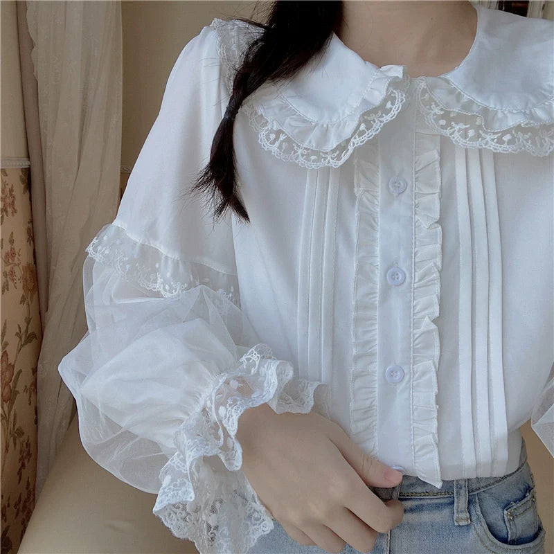 Sweet Lolita Shirt White Doll Collar Shirt