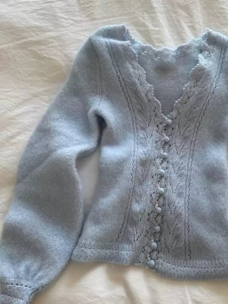 Retro Soft Waxy Blue Sweater