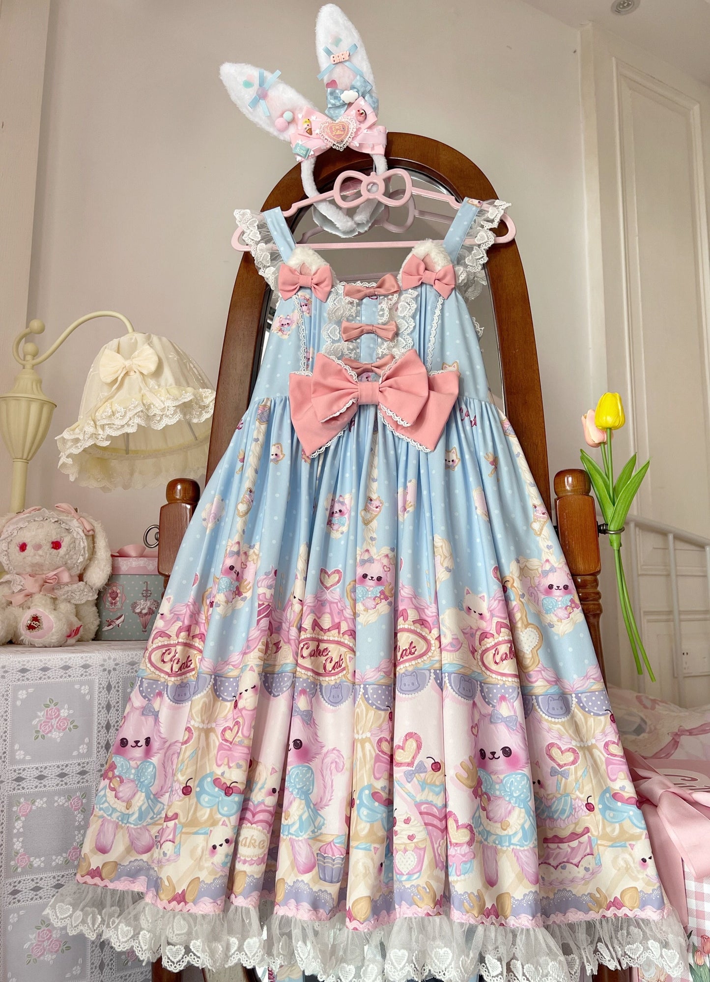 Cute Lolita Cat Printed Sweet JSK Dress