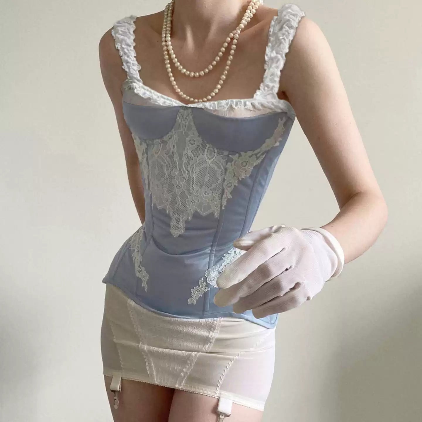 Fresh Lace Stitching Waist Camisole