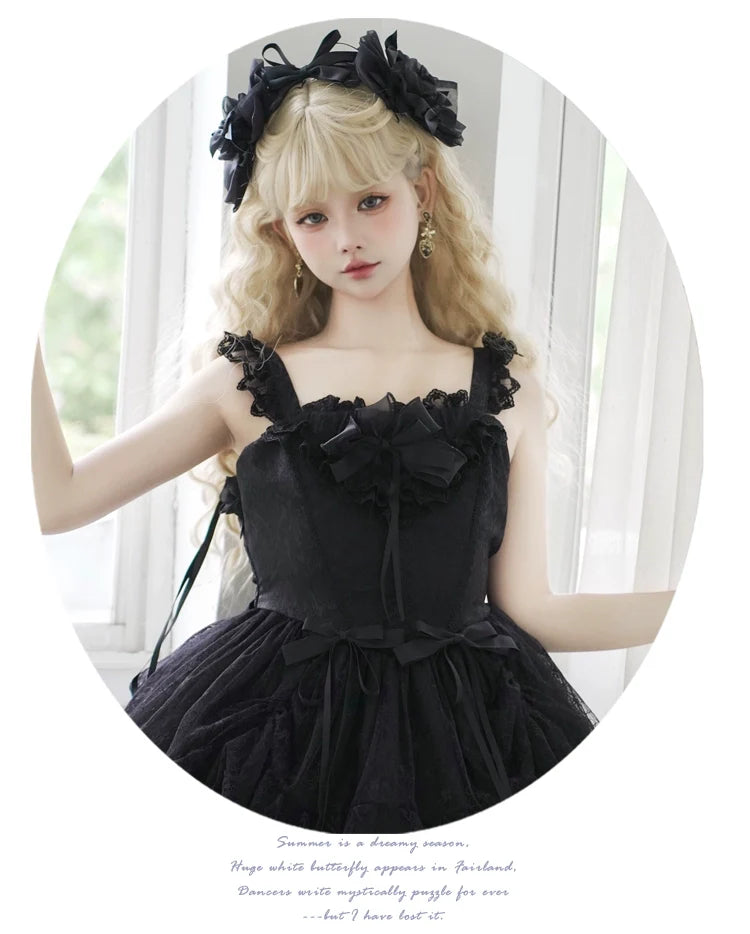 Classic Princess Lolita JSK Elegant Chiffon Top Black JSK only