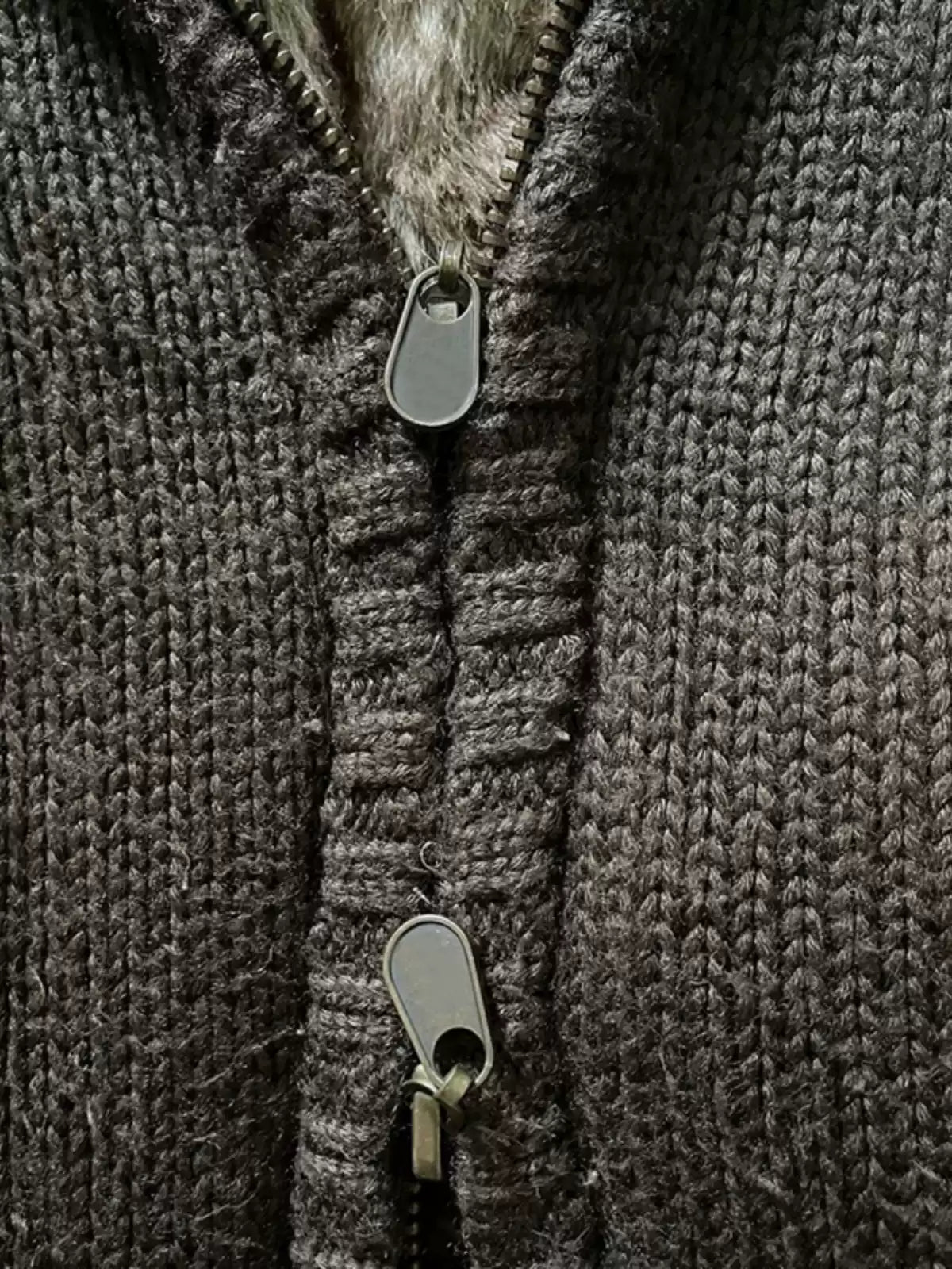 Brown turtleneck lamb wool sweater jacket