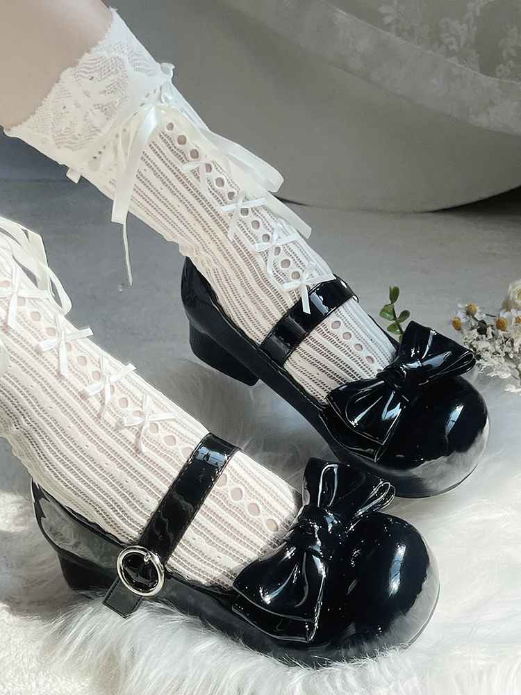 Milk Jelly Round Toe Bow Shoes
