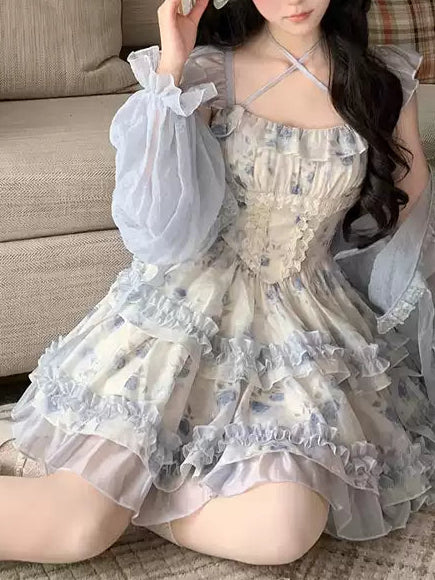 Fluffy Floral Princess Dress