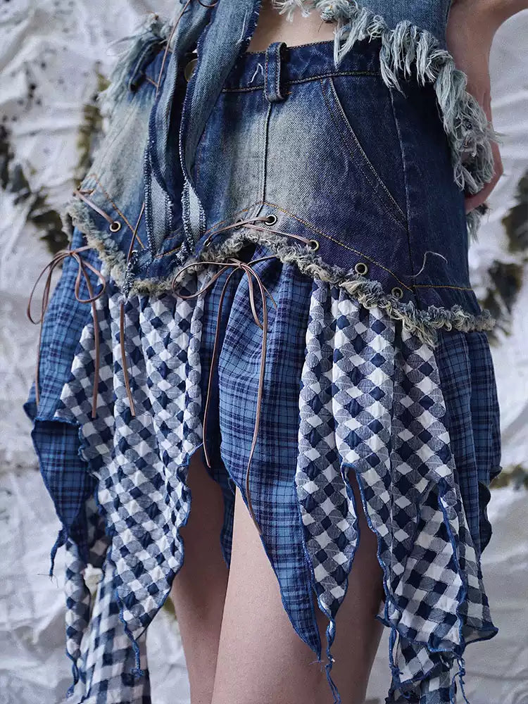 y2k irregular style denim skirt