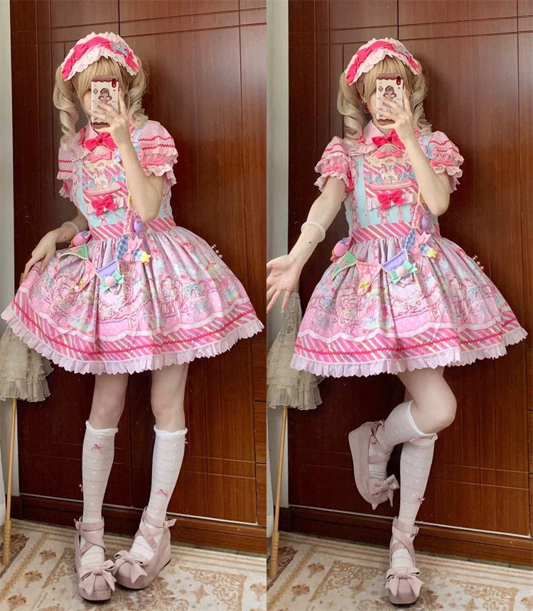 Candy Park Salopette Sweet Lolita Jumper Dress Set