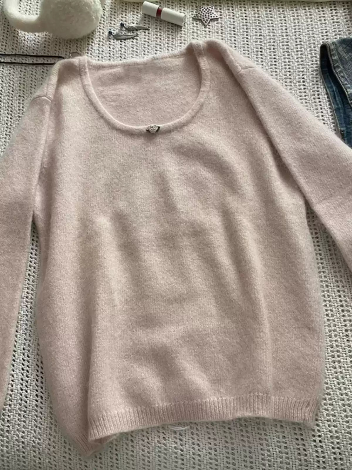 pink soft waxy sweater