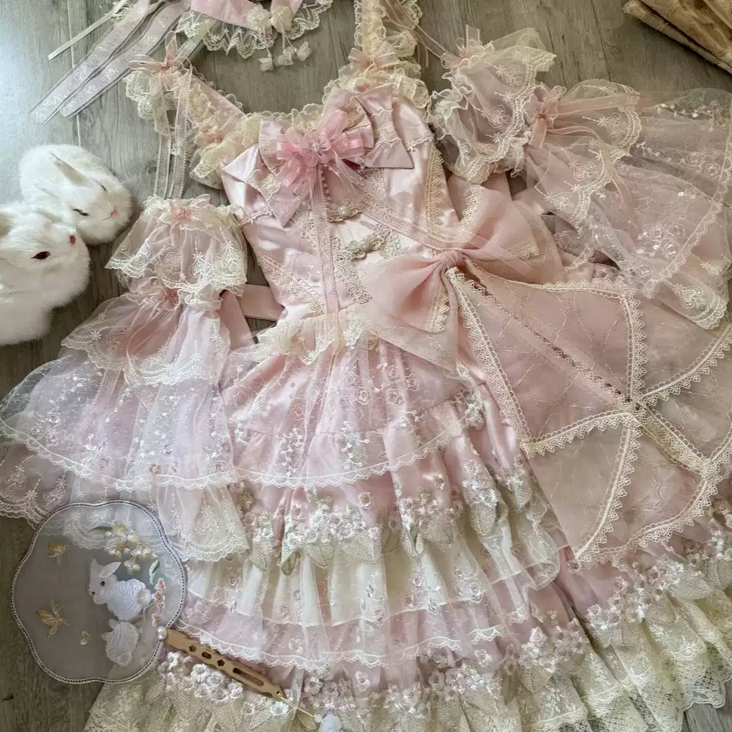Pink Mesh Lace Princess Lolita Dress