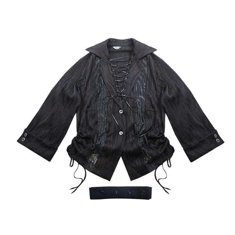 lace splicing multi-wear shirt