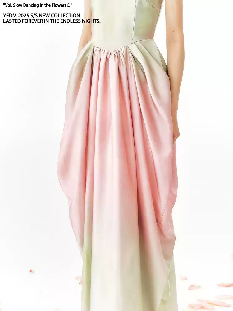 Chinese Style Green Gradient Bud Dress