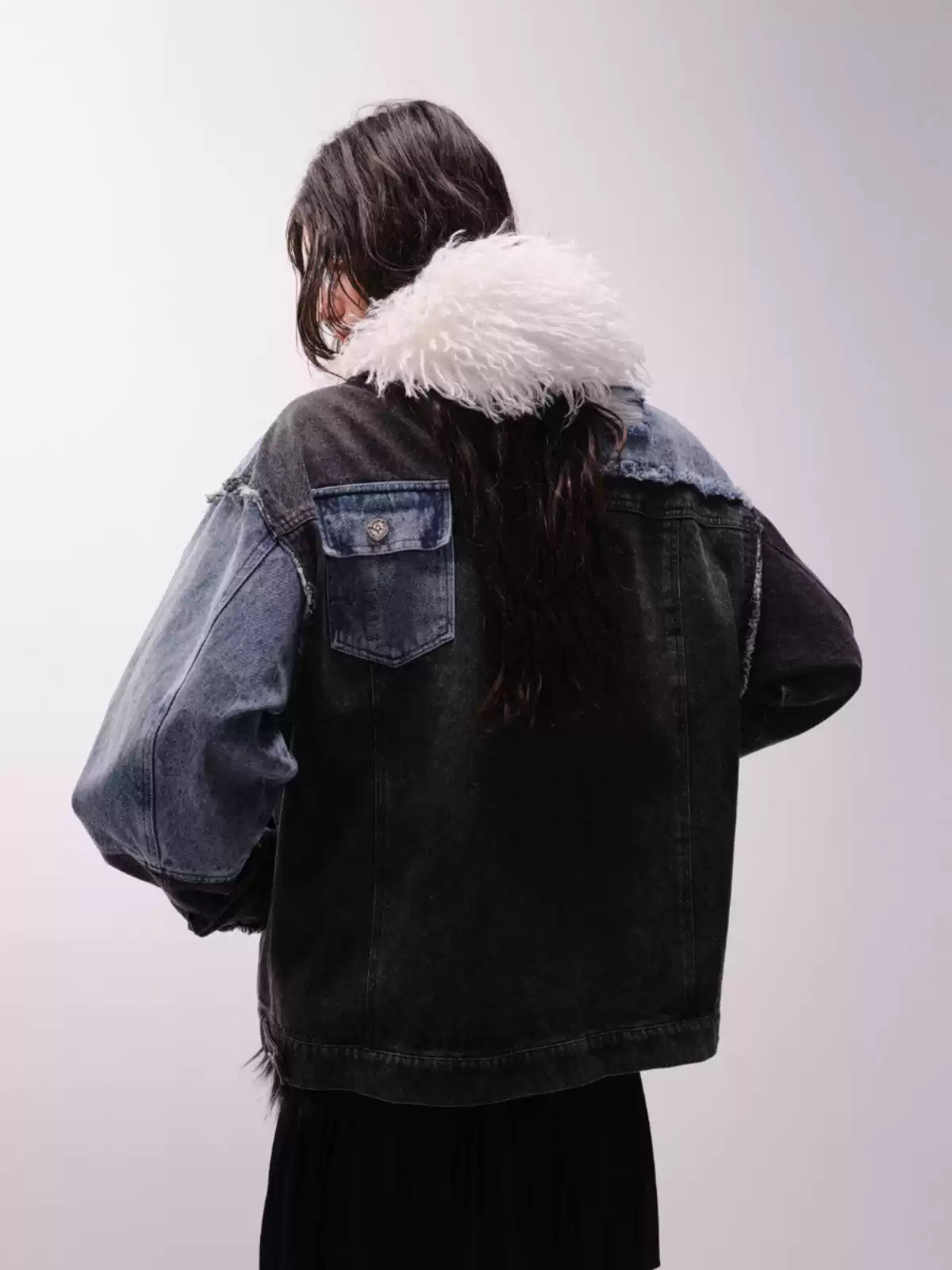 American retro splicing denim jacket