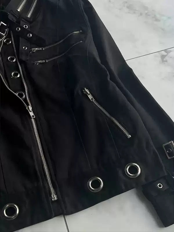 black retro motorcycle jacket
