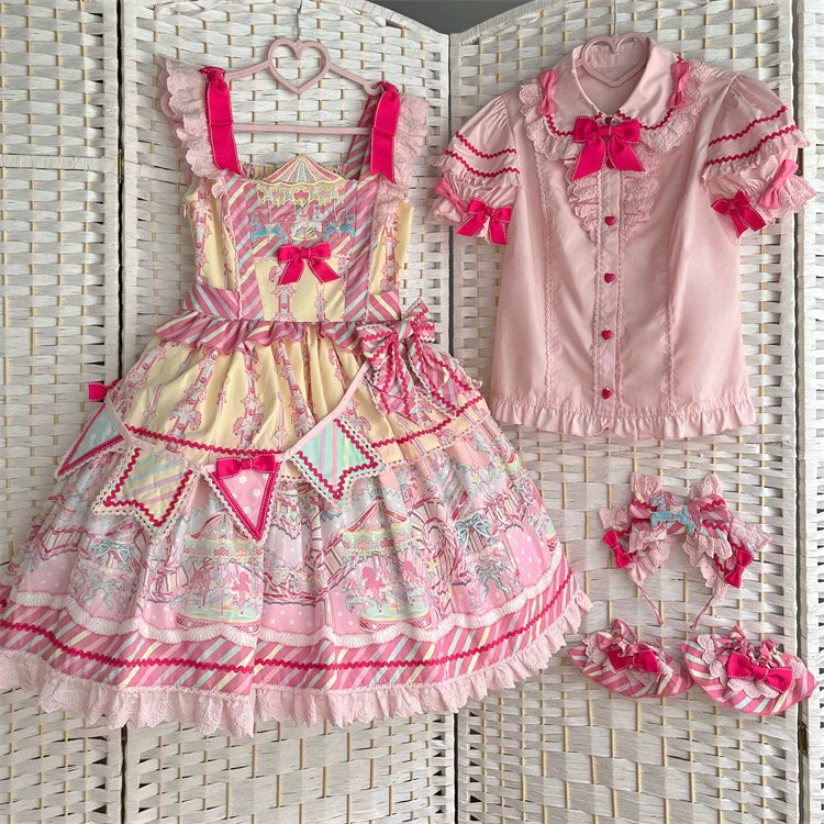 Candy Park Salopette Sweet Lolita Jumper Dress Set yellow JSK only