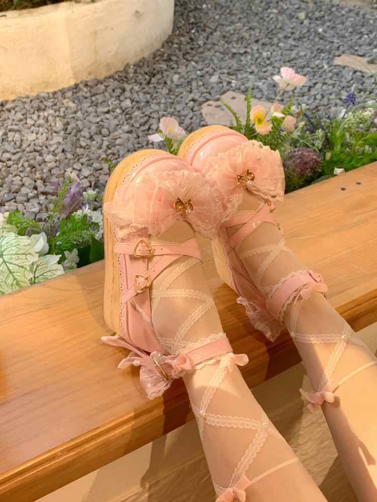 Bows Doll Wood Flower Lolita Shoes