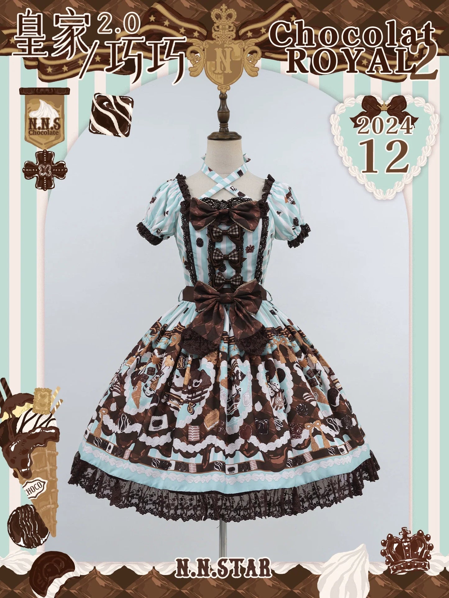 Sweet Lolita Dress Suit Cute Print Lolita OP and JSK (Long) Green OP only