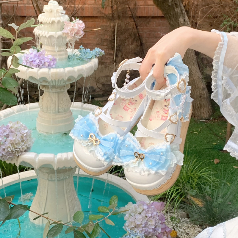 Bows Doll Wood Flower Lolita Shoes
