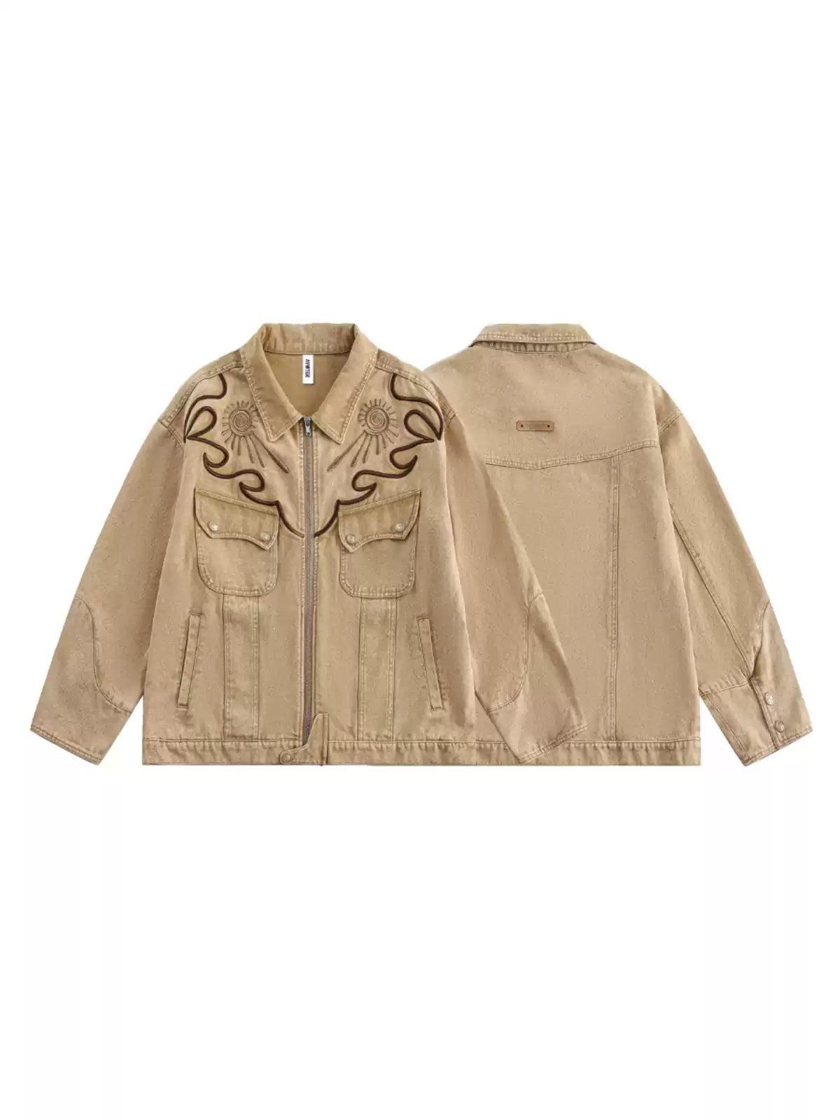 American retro western embroidered denim jacket