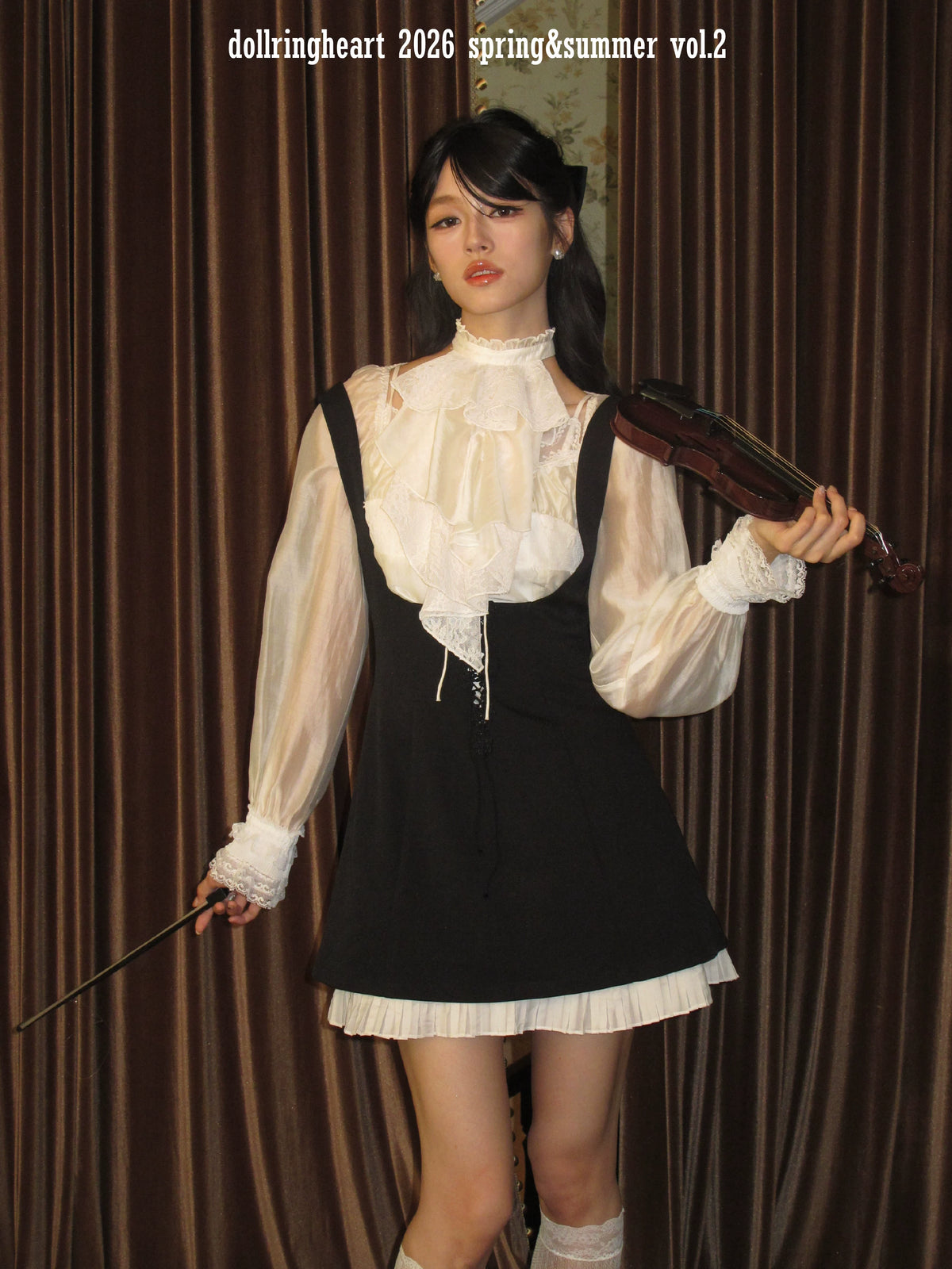dollringheart Black Hepburn-Style Sleeveless Dress with Bustier Straps, Reversible Two-Way Design, Elegant Lady Style