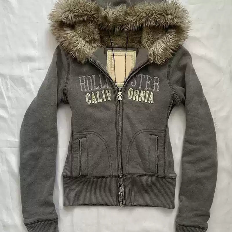 retro gray printed sweatshirt