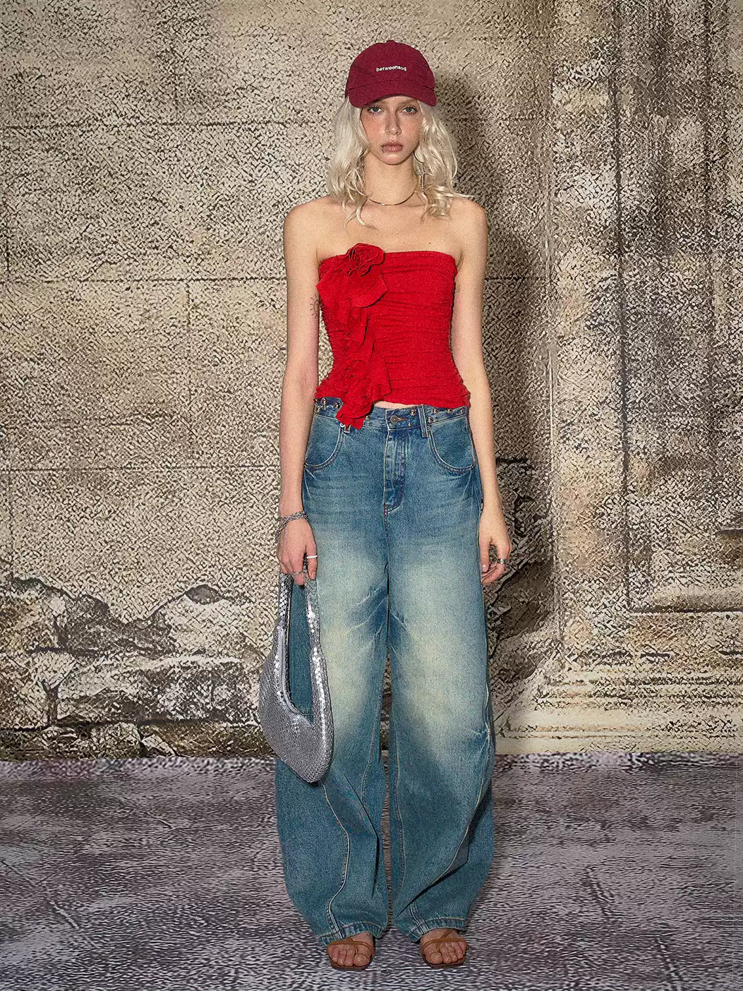 Blue Dividing Line Washed Jeans