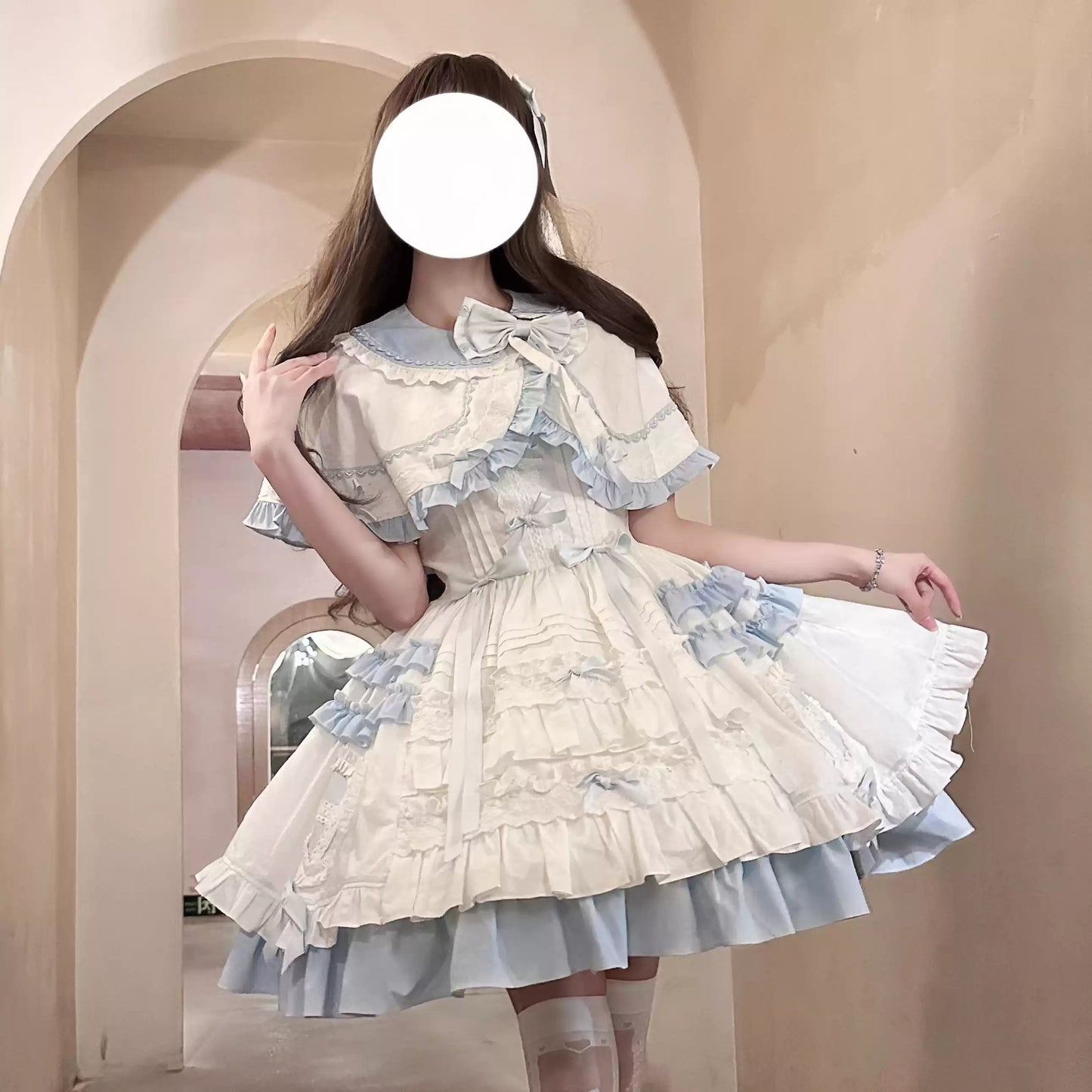 Blue&White Doll Sweet Lolita Dress