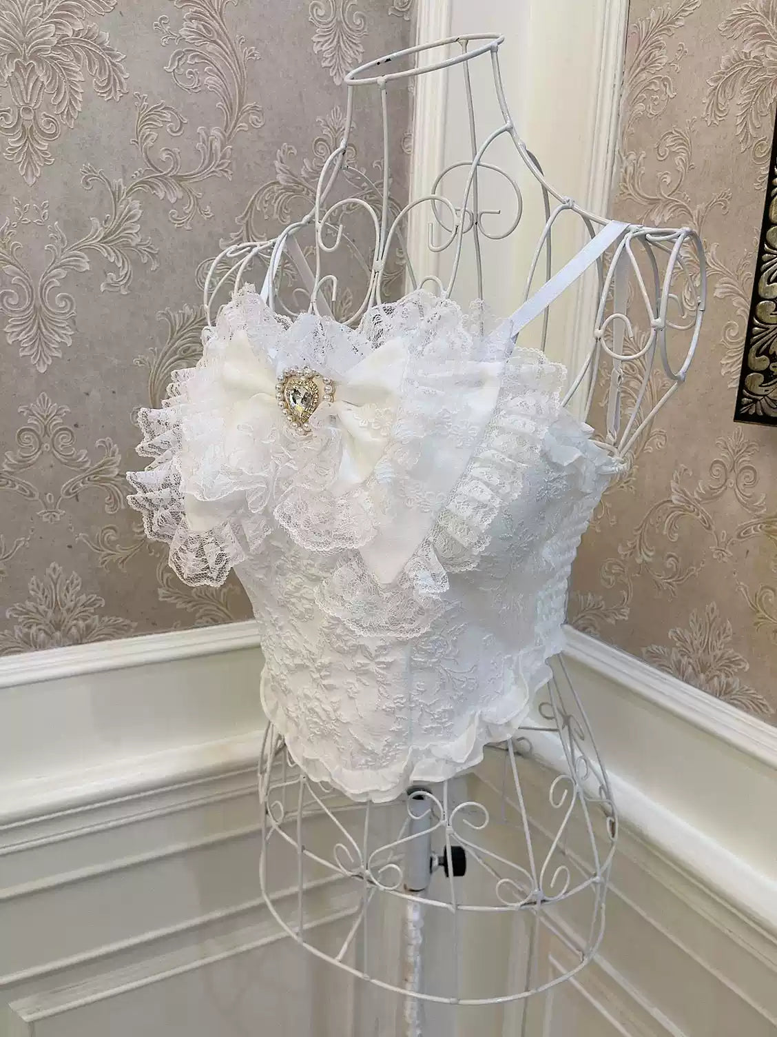 Coquette Bow Love Heart Lace Top