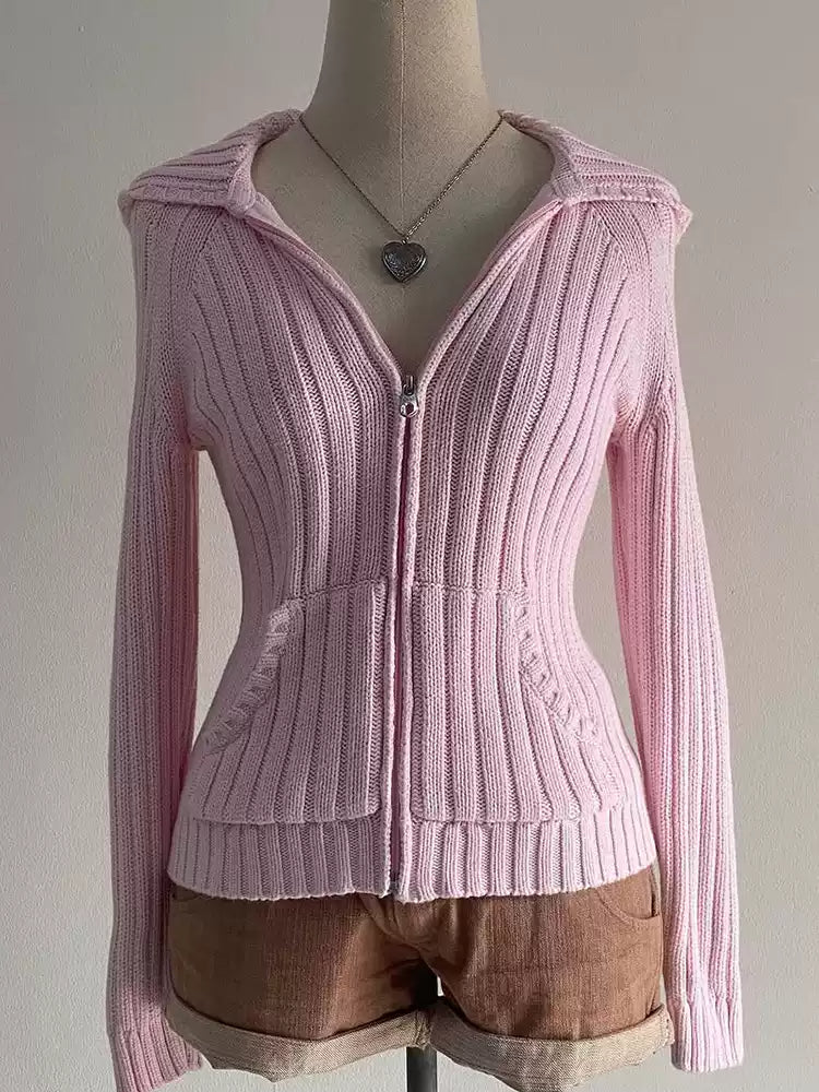 Retro Pink Sweater Cardigan