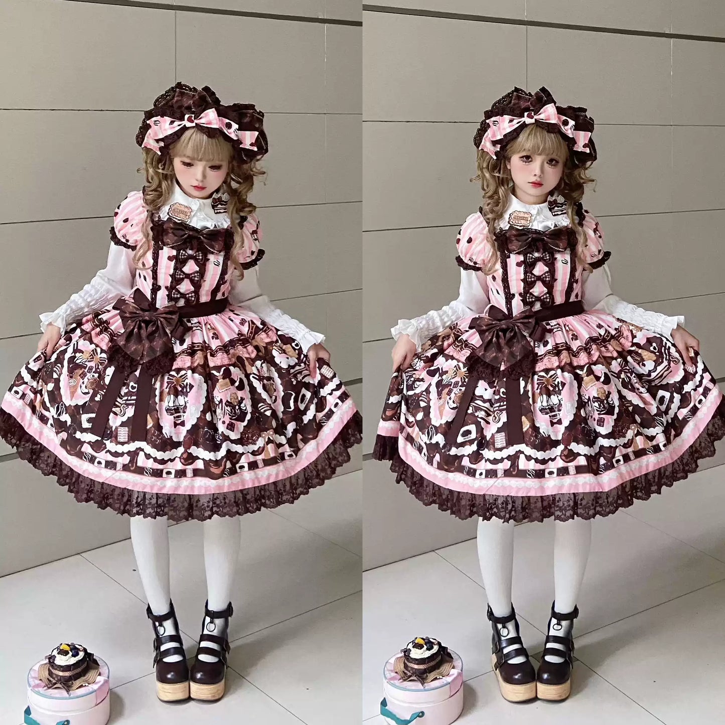 Sweet Lolita Dress Suit Cute Print Lolita OP and JSK