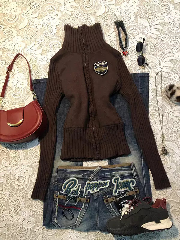 Brown Slim Thick Sweater Coat