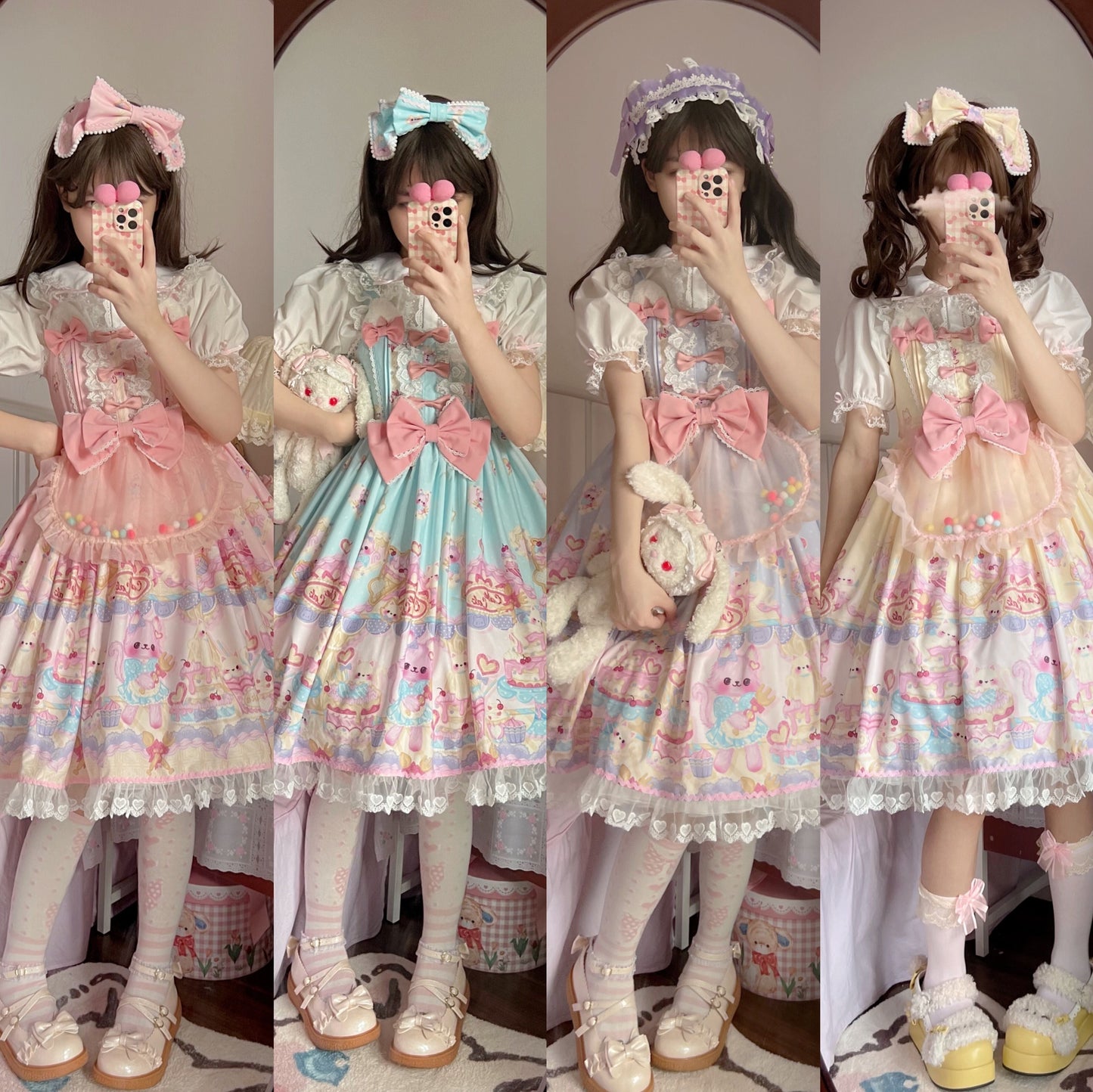 Cute Lolita Cat Printed Sweet JSK Dress L