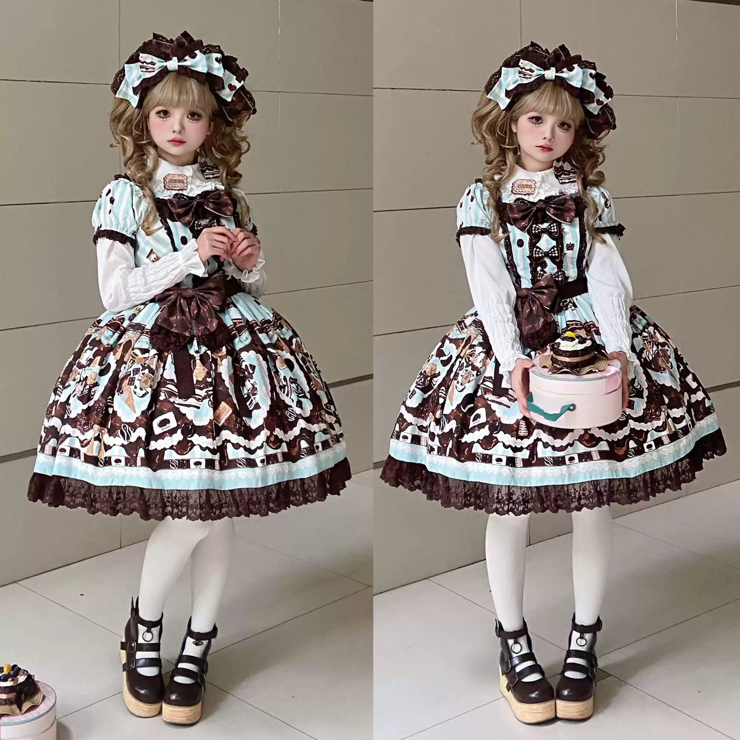 Sweet Lolita Dress Suit Cute Print Lolita OP and JSK