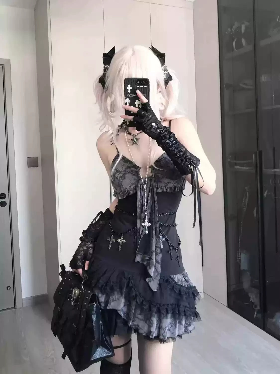 Y2K Grunge Suspender Dress